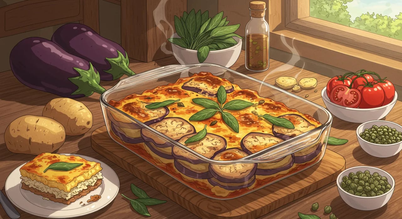 Auberginengratin mit Kartoffeln und knusprigem Salbei: Vegane Mittelmeer-Küche für Zuhause Cover